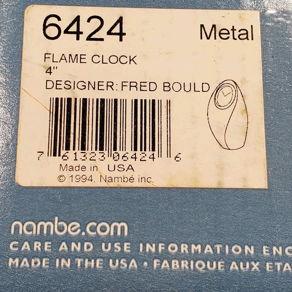 VTG‎ Nambé Space Age Paperweight Desk Clock  #6424 Fred Bould 2002 Original Box